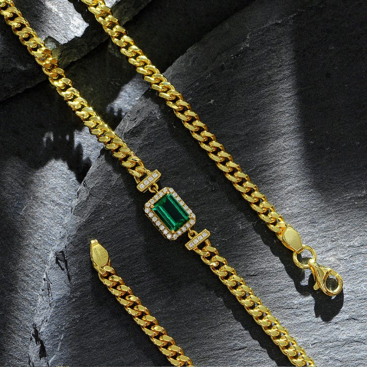 1ct Cultured Emerald Pendant 925 Silver Adjustable Simple Necklace 40+5+3cm - Image 2