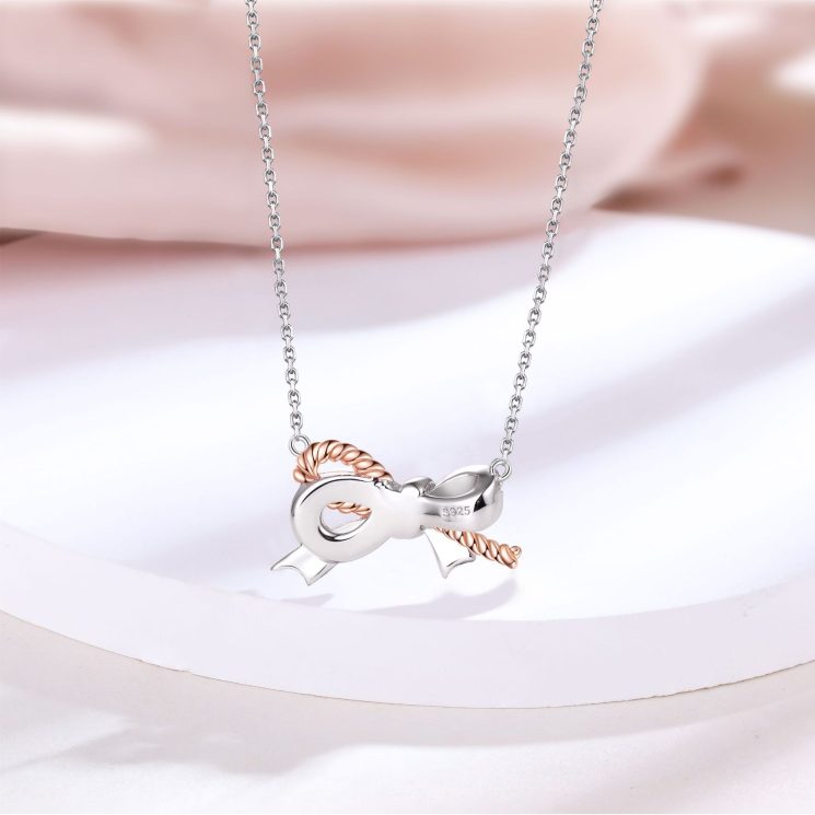 S925 Silver Bow Pendant Necklace for Women – Delicate & Elegant Jewelry Gift - Image 3