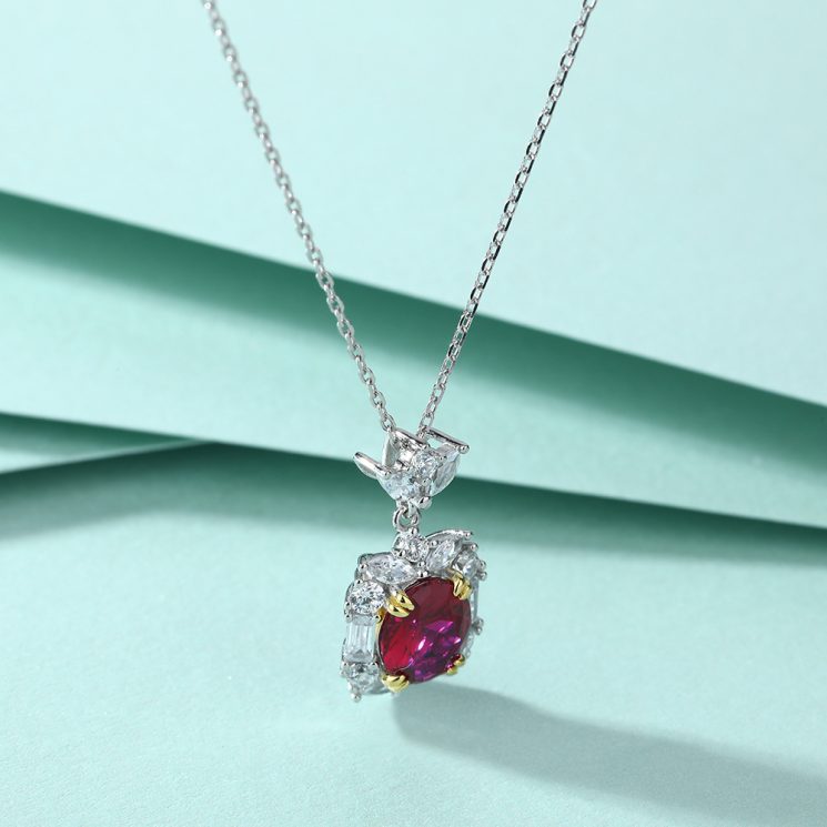 S925 Silver Ruby Pendant Necklace – Radiant Red Gemstone Charm Necklace for Classic and Timeless Beauty - Image 4