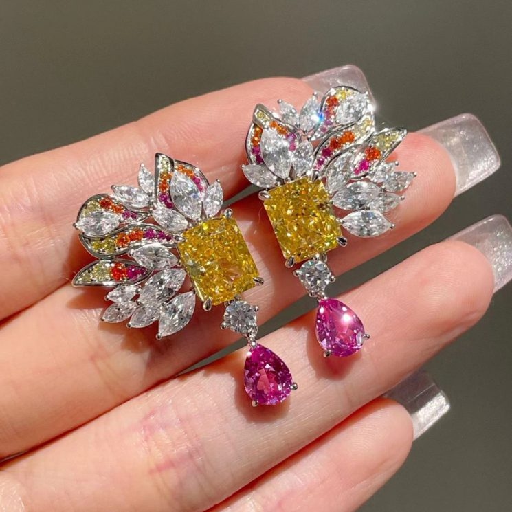 925 Silver Gold-Plated High Carbon Diamond Flame Earrings for Women - Image 4