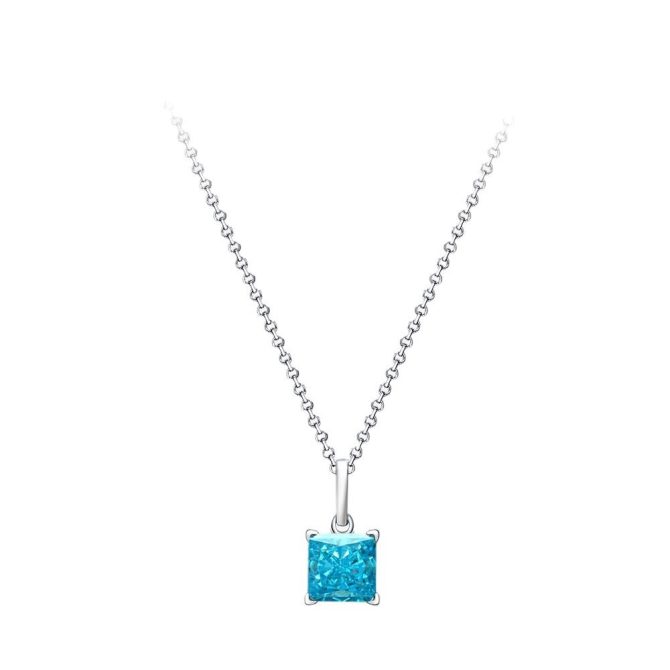 925 silver pendant 6*6mm princess square 1 carat four claw set pendant necklace jewelry 40+5cm
