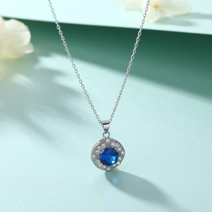 Elegant S925 Silver Sapphire Pendant Necklace – Deep Blue Gemstone Teardrop Necklace for Sophisticated Women - Image 2