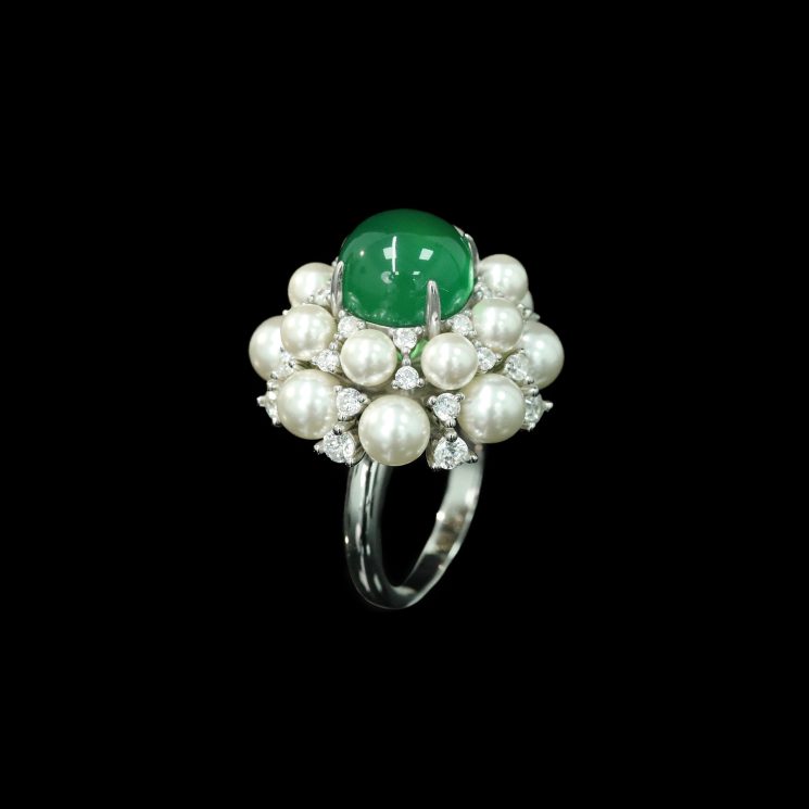 925 Silver Gold-Plated High Carbon Diamond Natural Chalcedony Ring - Image 3