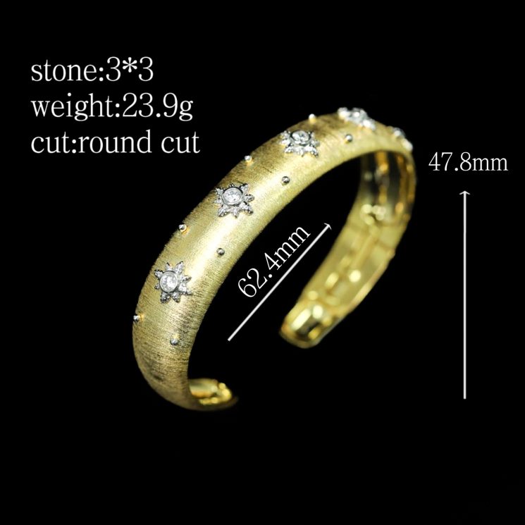 925 Silver Gold-Plated High-Carbon Diamond Gold Brushed Star Bracelet – Elegant & Sparkling Design - Image 2